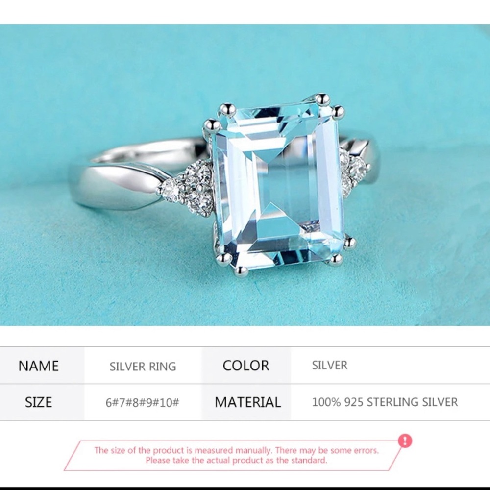 925 Sterling Silver Ring with Blue Gemstone